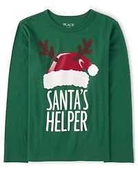 Kids Matching Family Santa's Helper Graphic Tee