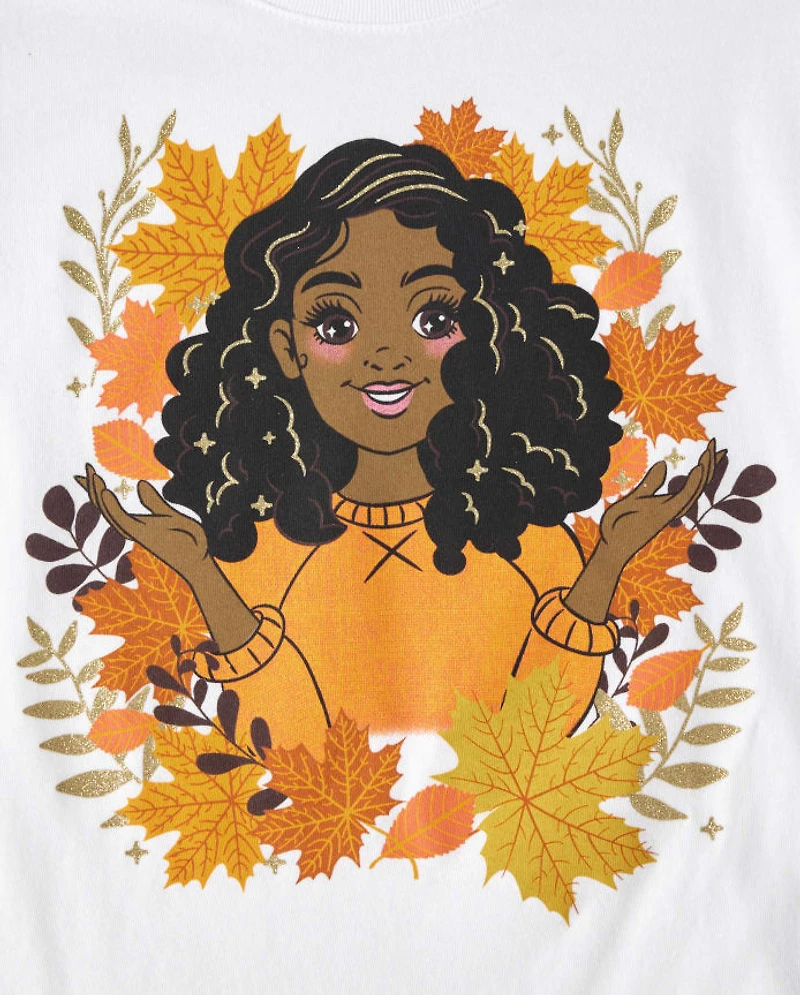 Girls Autumn Leaves Graphic Tee