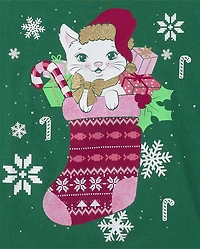 Girls Cat Stocking Graphic Tee