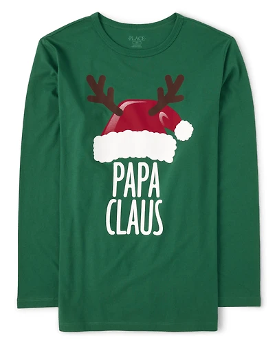Mens Matching Family Papa Claus Graphic Tee