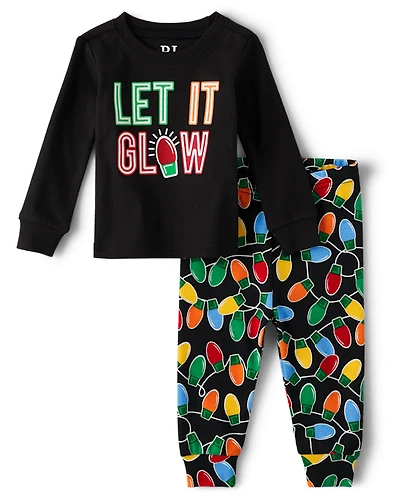 Pyjama en coton ajusté pour bébé et tout-petit, assorti à la famille, Glow Let It