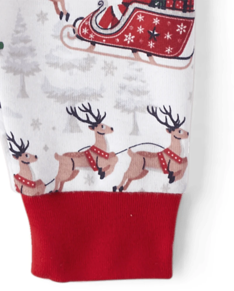 Pyjama assorti en coton pour bébé et enfant bas âge, motif Père Noël renne