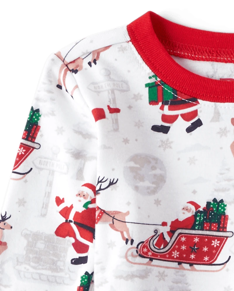 Pyjama assorti en coton pour bébé et enfant bas âge, motif Père Noël renne