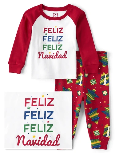 Baby And Toddler Matching Family Feliz Navidad Snug Fit Cotton Pajamas