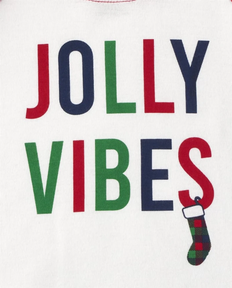 Baby And Toddler Matching Family Jolly Vibes Snug Fit Cotton Pajamas