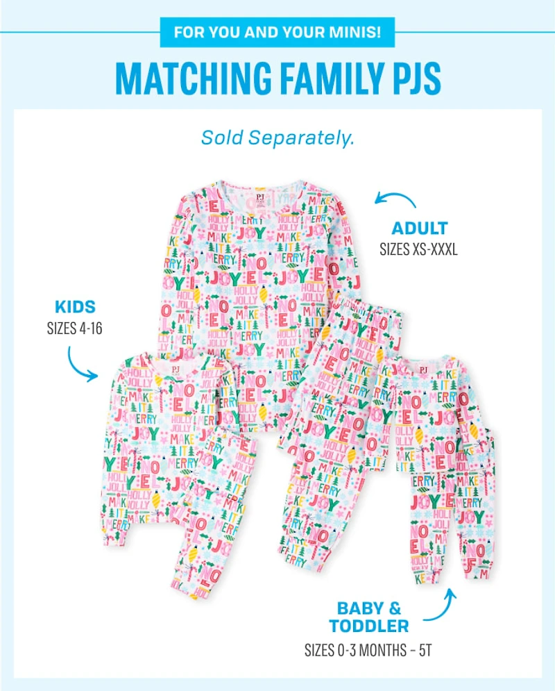 Baby And Toddler Girls Mommy Me Christmas Words Snug Fit Cotton Pajamas