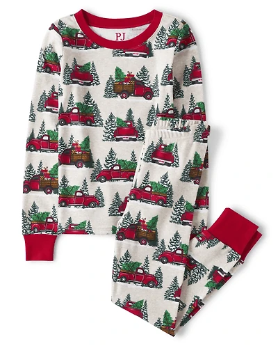 Kids Matching Family Truck Snug Fit Cotton Pajamas