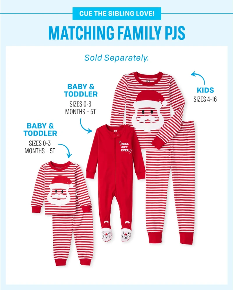 Kids Striped Santa Snug Fit Cotton Pajamas