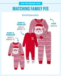 Kids Striped Santa Snug Fit Cotton Pajamas