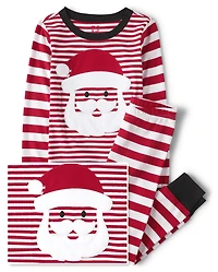 Kids Striped Santa Snug Fit Cotton Pajamas