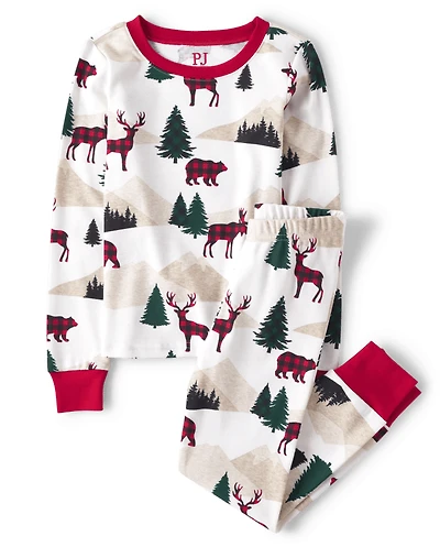 Kids Matching Family Mountain Snug Fit Cotton Pajamas