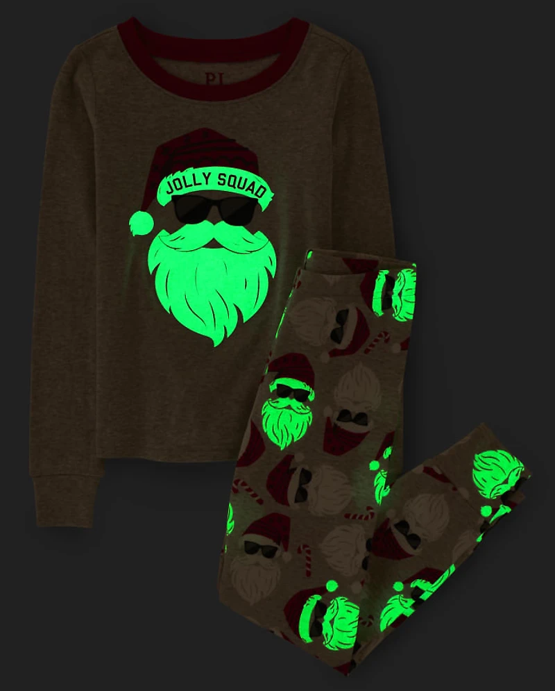 Kids Matching Family Glow Jolly Squad Snug Fit Cotton Pajamas