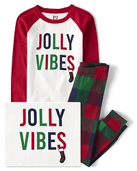Kids Matching Family Jolly Vibes Snug Fit Cotton Pajamas