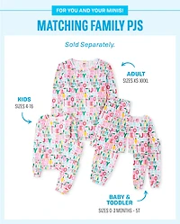 Girls Mommy And Me Christmas Words Snug Fit Cotton Pajamas