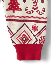 Pyjama familial assorti pour bébé et enfant en bas âge, coupe ajustée, motif canne à sucre jacquard