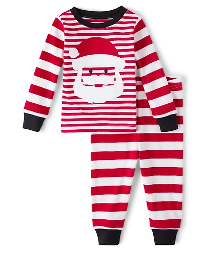 Baby And Toddler Striped Santa Snug Fit Cotton Pajamas