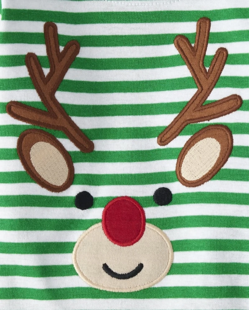 Baby And Toddler Striped Reindeer Snug Fit Cotton Pajamas