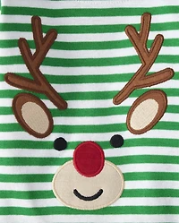 Baby And Toddler Striped Reindeer Snug Fit Cotton Pajamas