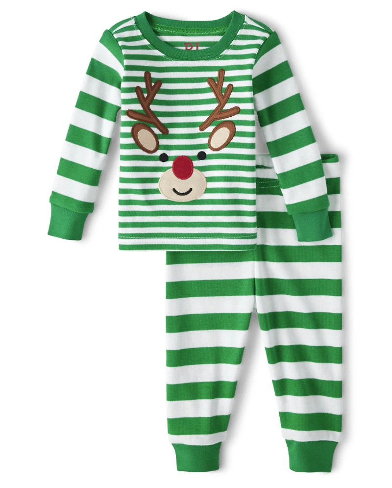 Baby And Toddler Striped Reindeer Snug Fit Cotton Pajamas