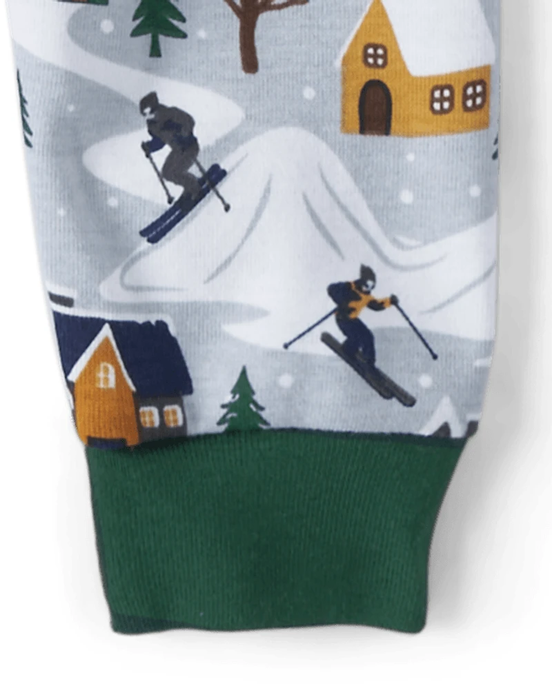 Baby And Toddler Matching Family Ski Cabin Snug Fit Cotton Pajamas
