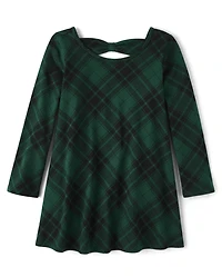 Baby And Toddler Girls Plaid Cut Out Dress