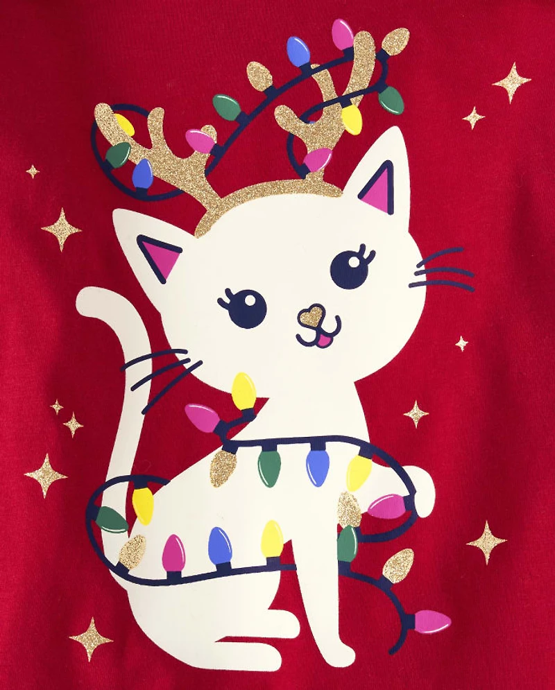 Toddler Girls Christmas Cat 2-Piece Outfit Set