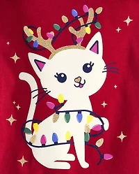 Toddler Girls Christmas Cat 2-Piece Outfit Set