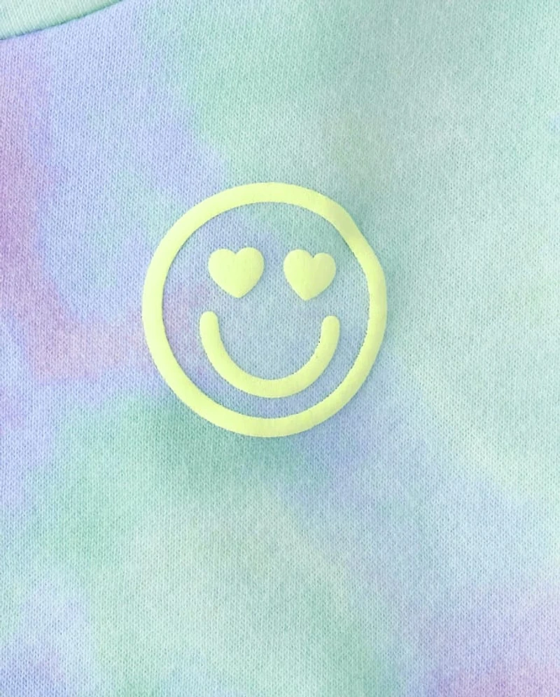 Toddler Girls Rainbow Tie Dye Fleece 2-Piece Outfit Set