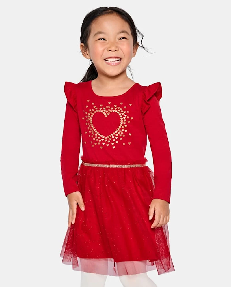 Baby And Toddler Girls Heart Mesh Tutu Dress