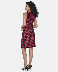 Womens Matching Family Plaid Satin A-Line Dress