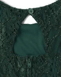 Girls Cut Out Lace Fit And Flare Dress