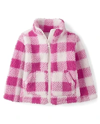 Toddler Girls Print Sherpa Zip-Up Jacket