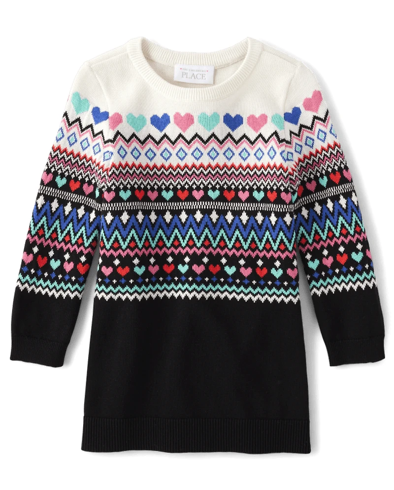 Baby And Toddler Girls Heart Fairisle Sweater Dress