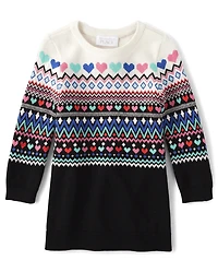 Baby And Toddler Girls Heart Fairisle Sweater Dress