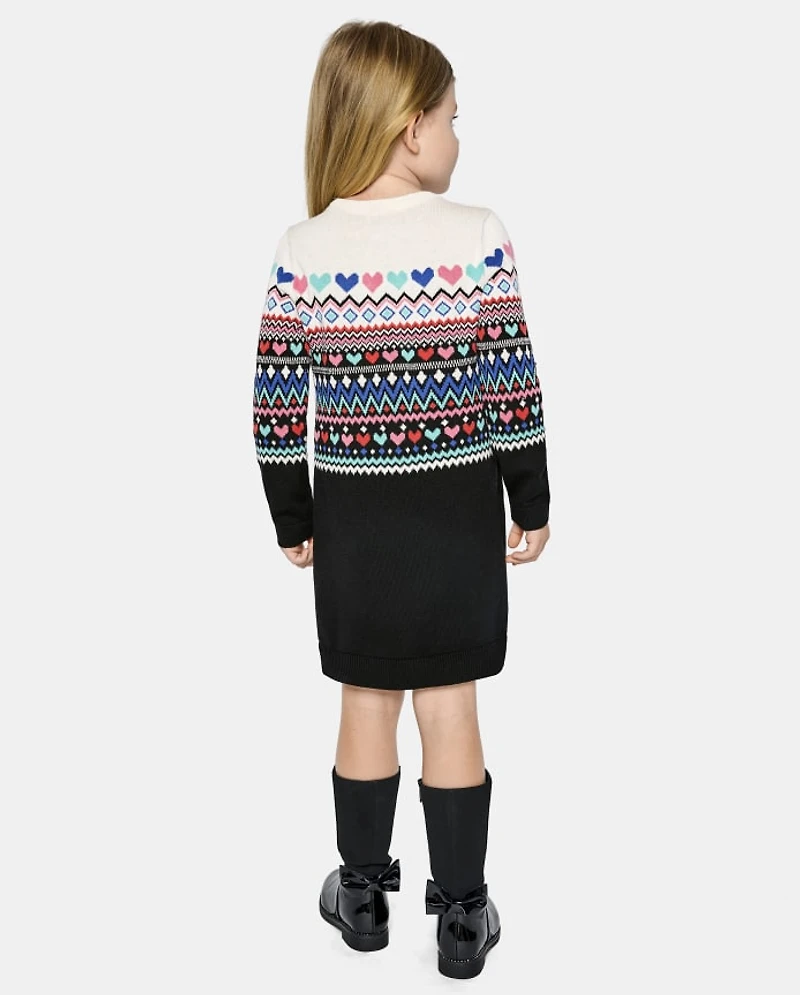 Baby And Toddler Girls Heart Fairisle Sweater Dress