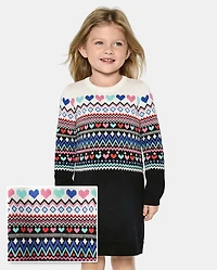 Baby And Toddler Girls Heart Fairisle Sweater Dress