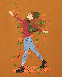 Girls Leaves Graphic Tee