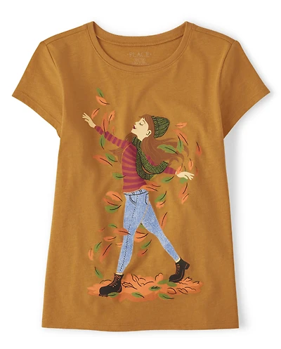 Girls Leaves Graphic Tee