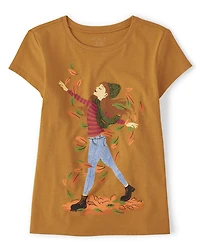 Girls Leaves Graphic Tee