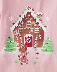 Baby And Toddler Girls Gingerbread House Graphic Tee