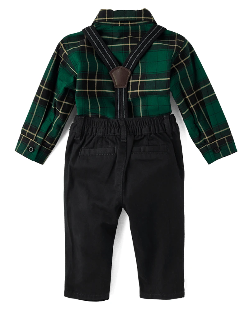 Baby Boys Matching Family Plaid Oxford 3-Piece Outfit Set