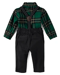 Baby Boys Matching Family Plaid Oxford 3-Piece Outfit Set