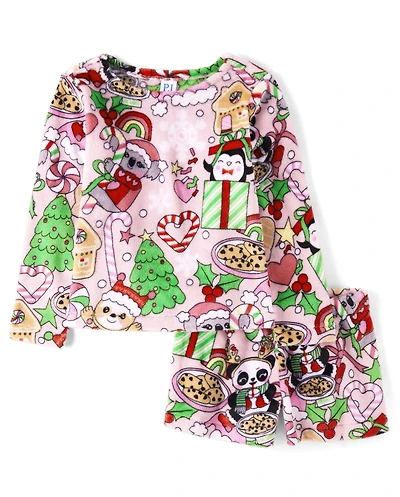Girls Christmas Fleece Pajamas