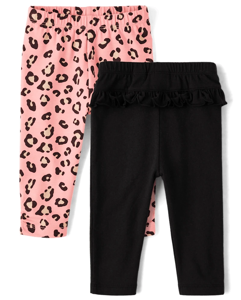 Ensemble de 2 Leggings à volants léopard pour bébés filles