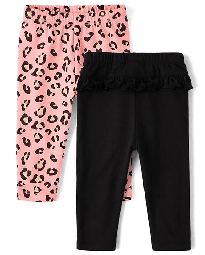Ensemble de 2 Leggings à volants léopard pour bébés filles
