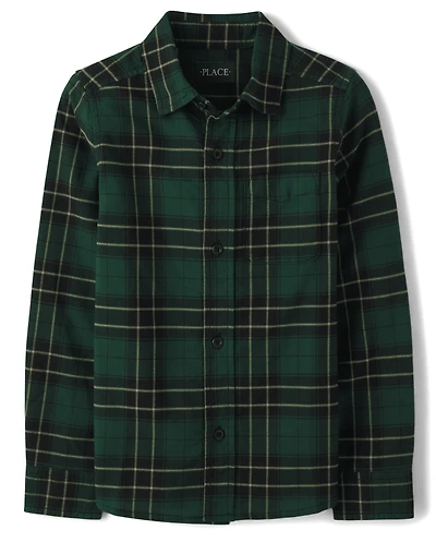 Boys Matching Family Plaid Oxford Button Up Shirt