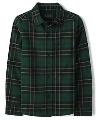 Boys Matching Family Plaid Oxford Button Up Shirt