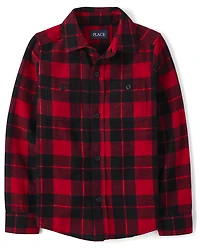 Boys Buffalo Plaid Flannel Button Up Shirt