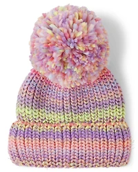 Girls Space Dye Pom Beanie