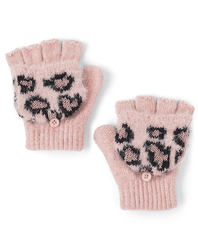 Girls Leopard Pop Top Gloves